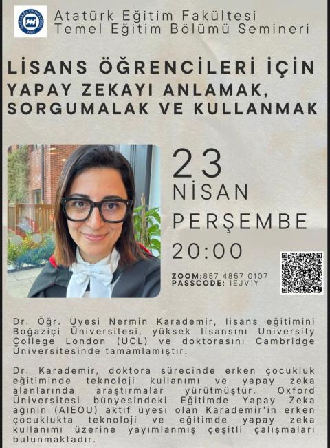 Lisans Öğrencileri için Yapay Zekayı Anlamak, Sorgulamak ve Kullanmak
